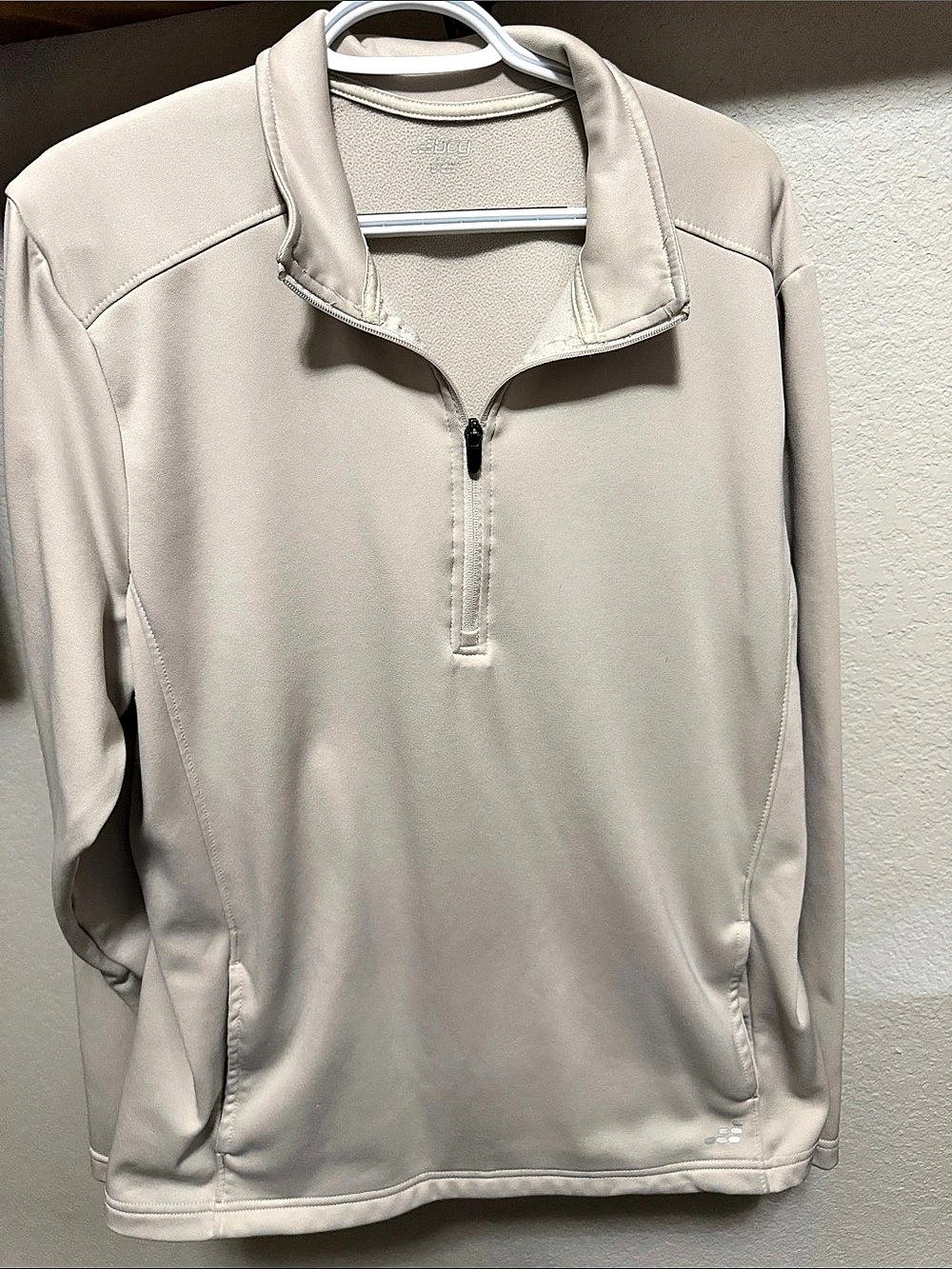 BCG Women's Quilted 1/4 Zip Pullover Top Quilted 1/4 Zip Pullover Top in Beige